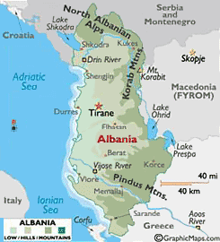 map of Albania