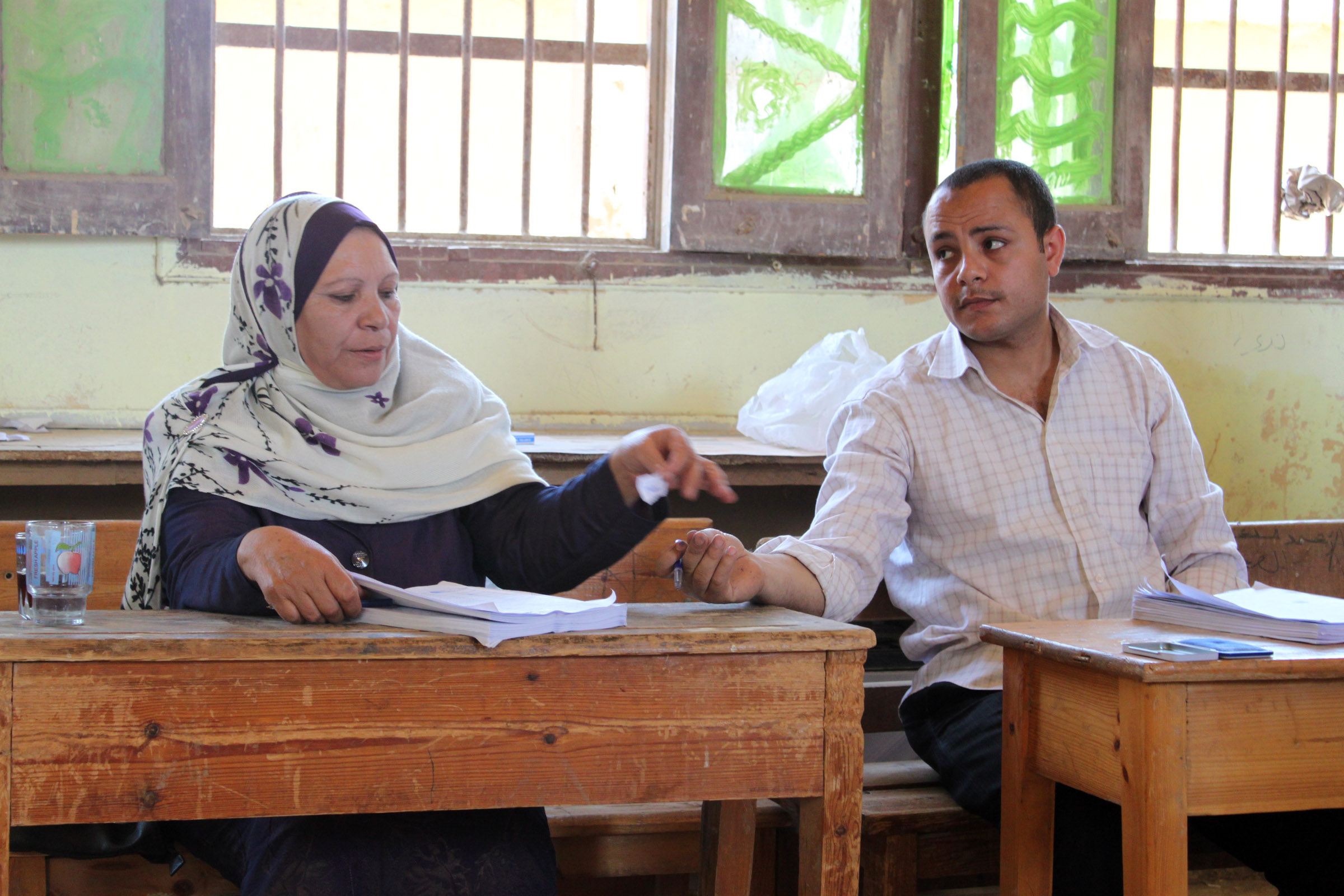 Poll workers at Shakshouk Preparatory School 