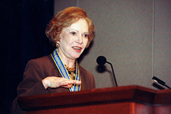 Photo of Rosalynn Carter at the podium.